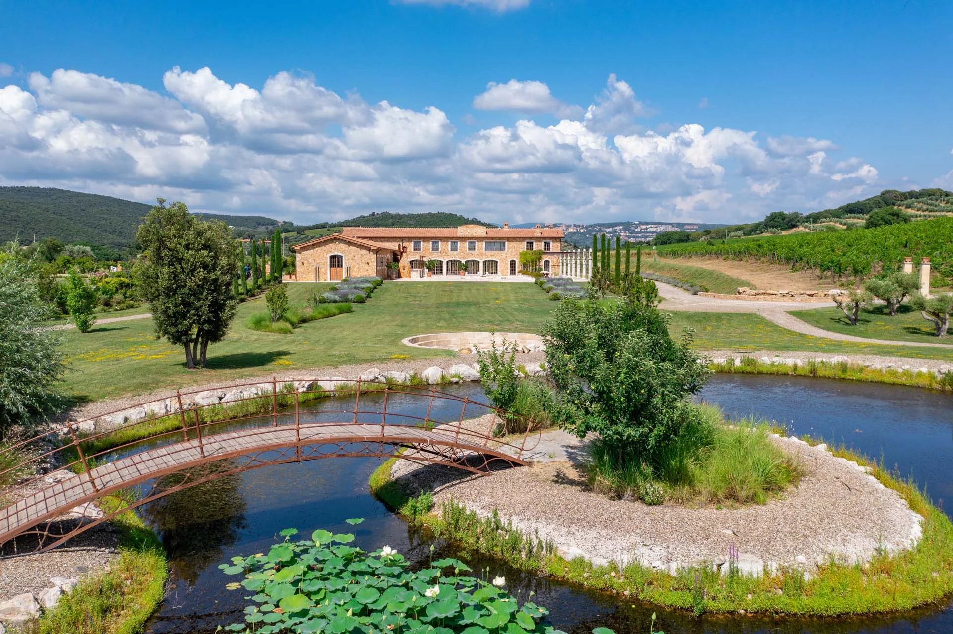 Private lake, heliport, and scenic outdoor spaces